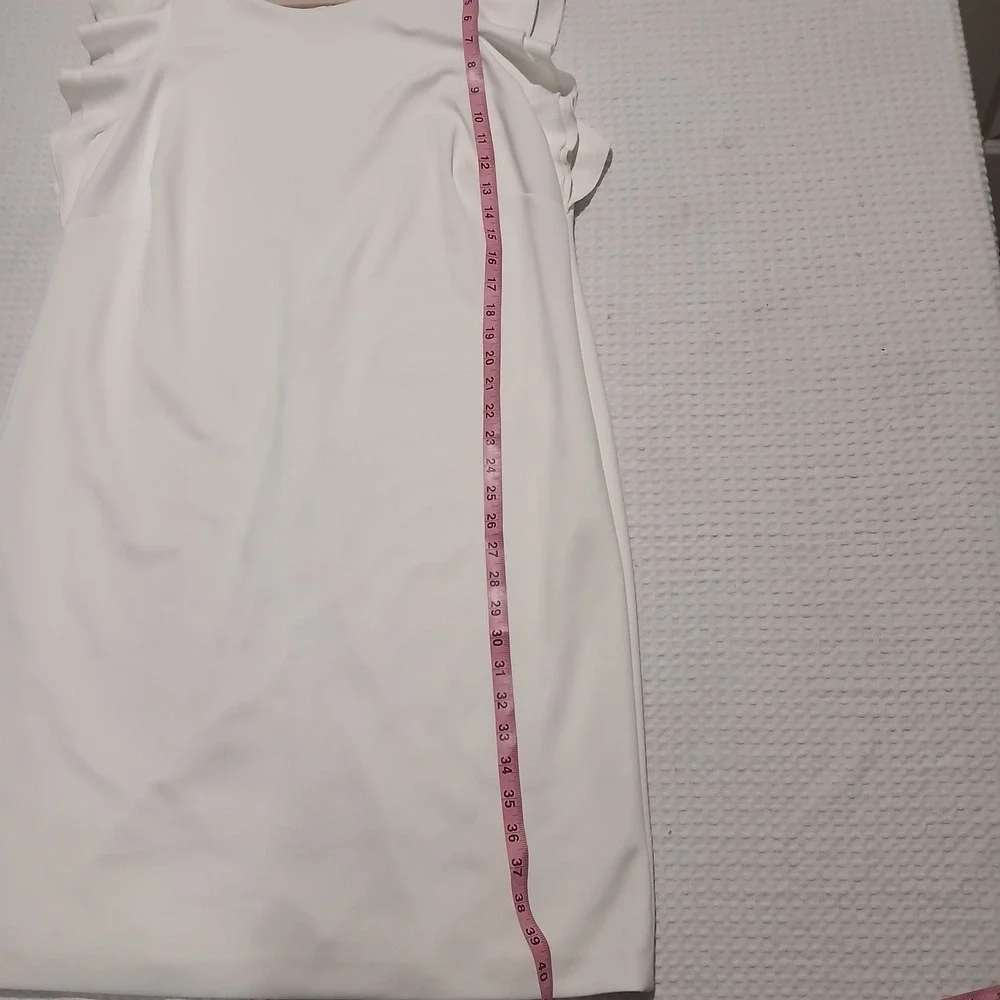 Tommy Hilfiger White Ruffle Sleeve Shift Dress Plus Size 16W Logo Zip